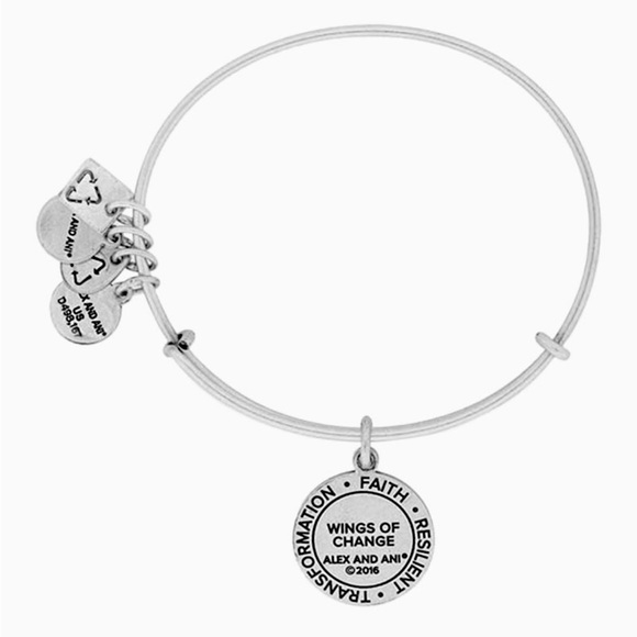 🎁NWT! Alex and Ani Wings of Change Silver Charm Bracelet Bangle - Picture 3 of 5